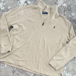 Polo Ralph Lauren Beige Quarter-Zip Pullover Sweater XL